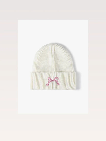 Embroidered Bow Knit Hat — styled showcase — Livostyle