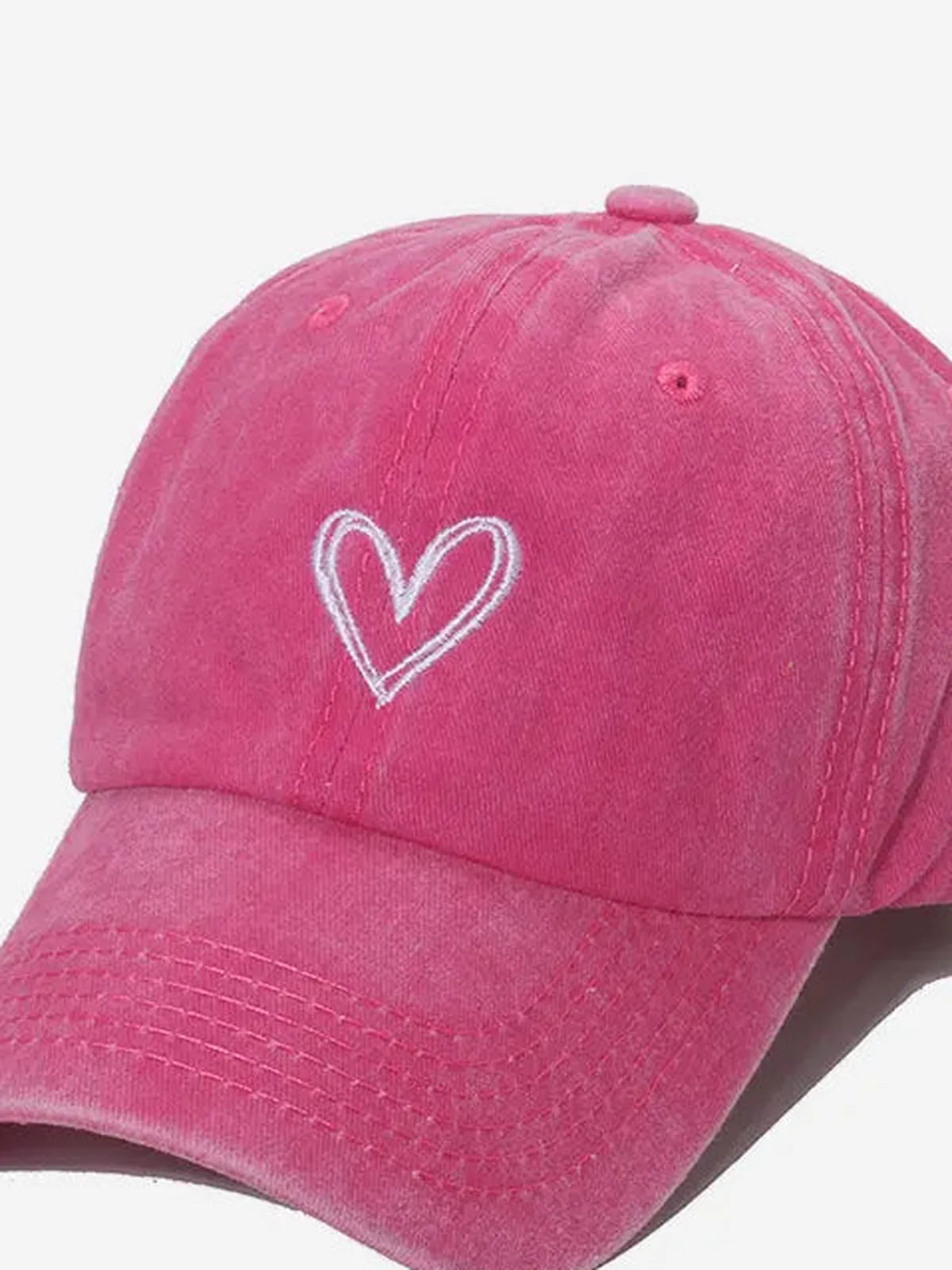 Embroidered Heart Washed Cotton Baseball Cap — detail view — Livostyle