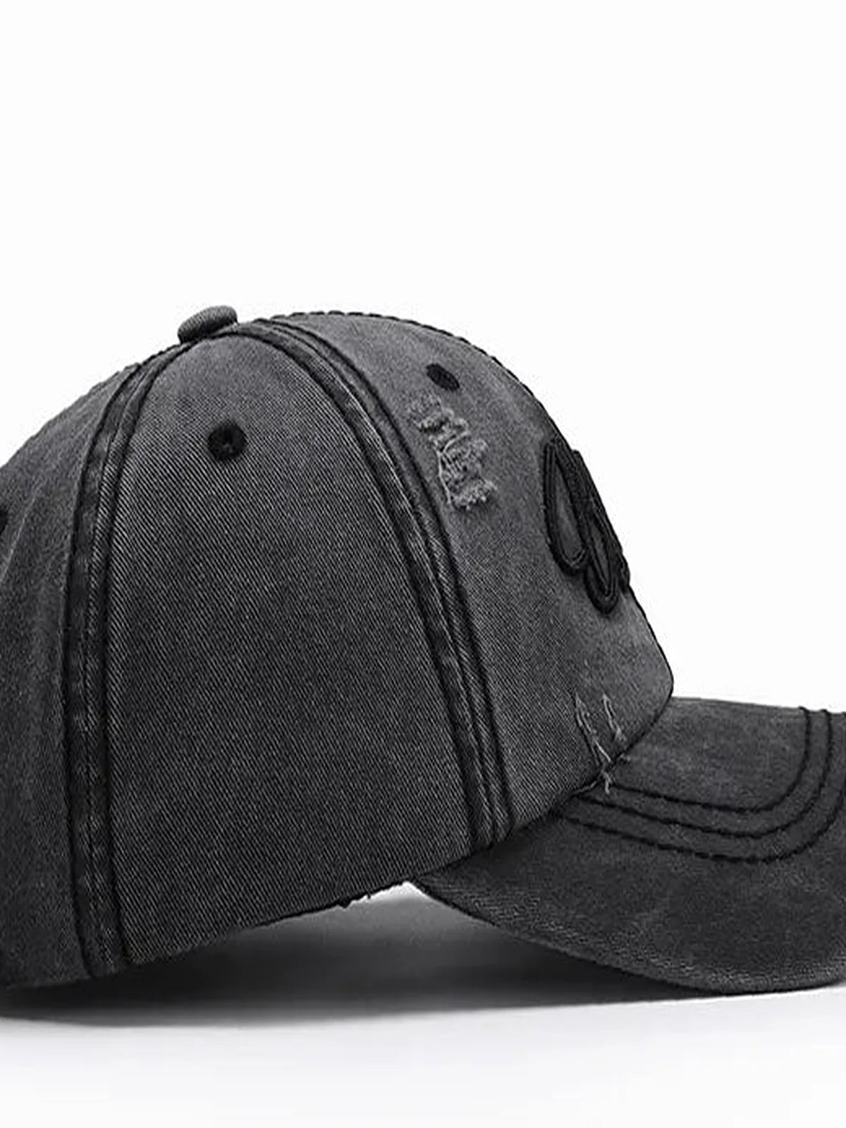 Embroidered Letter Cotton Baseball Cap — detail view — Livostyle