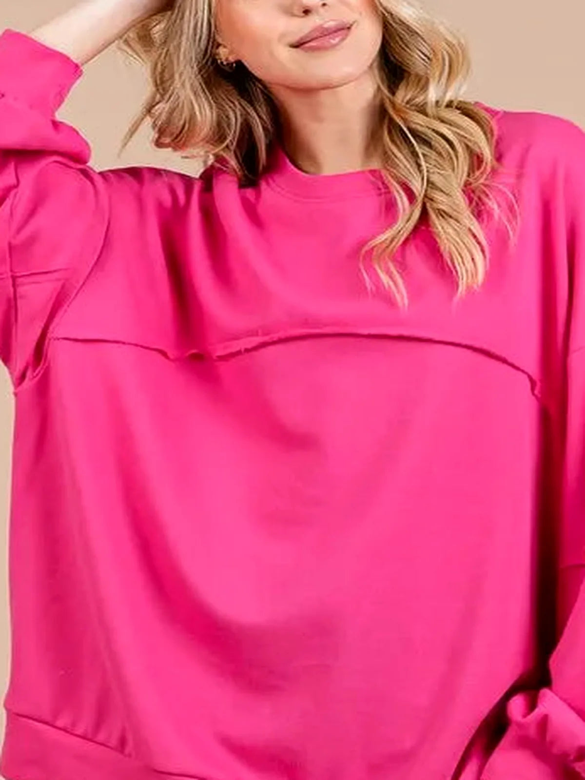 Trendy Unisex Exposed Seam Sweatshirt — detail view — Livostyle