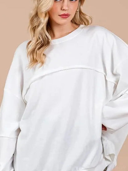 Unisex Trendy Exposed Seam Long Sleeve Sweatshirt — detail view — Livostyle