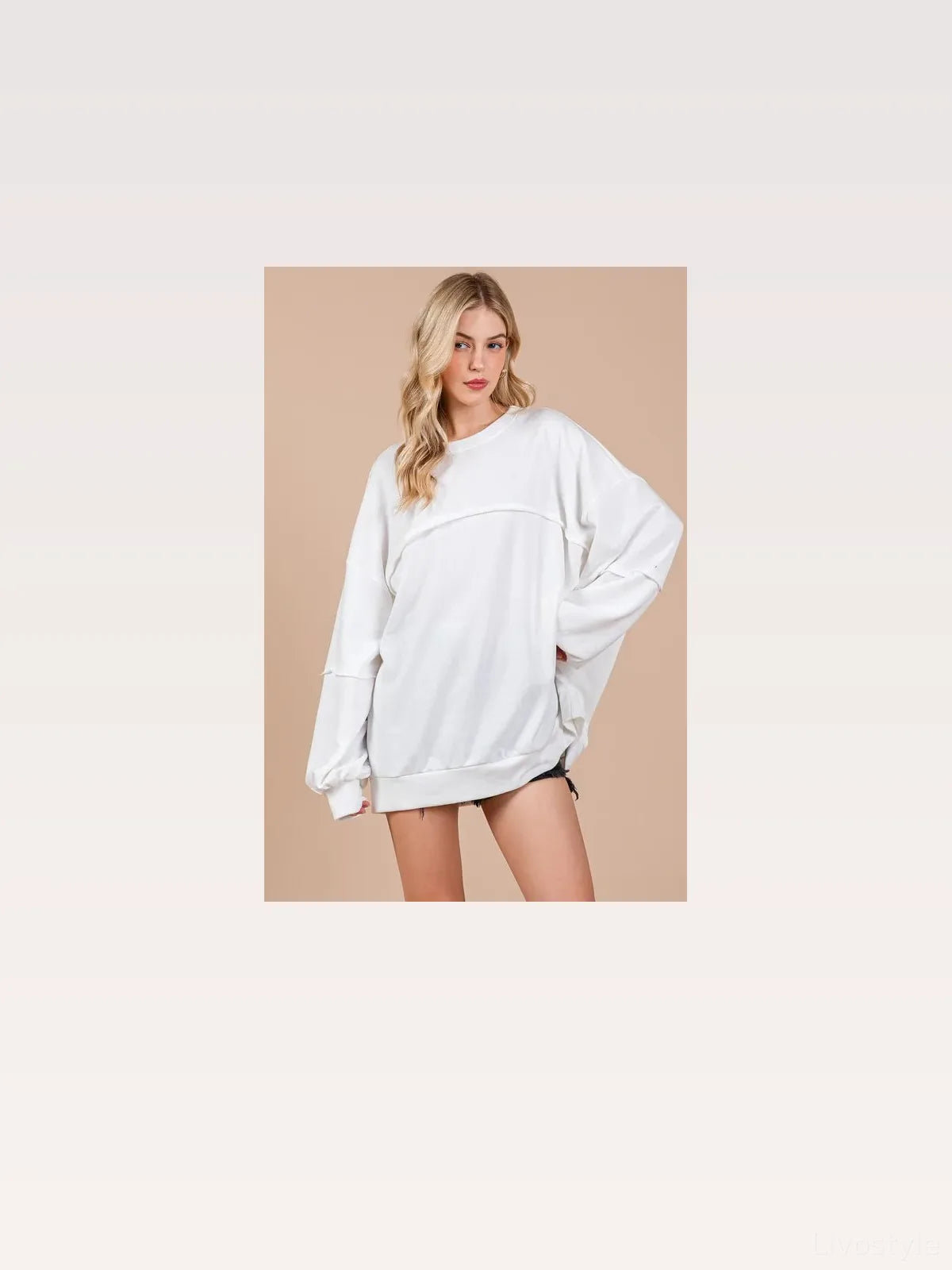 Unisex Trendy Exposed Seam Long Sleeve Sweatshirt — styled showcase — Livostyle