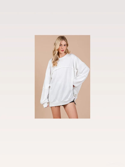 Unisex Trendy Exposed Seam Long Sleeve Sweatshirt — styled showcase — Livostyle