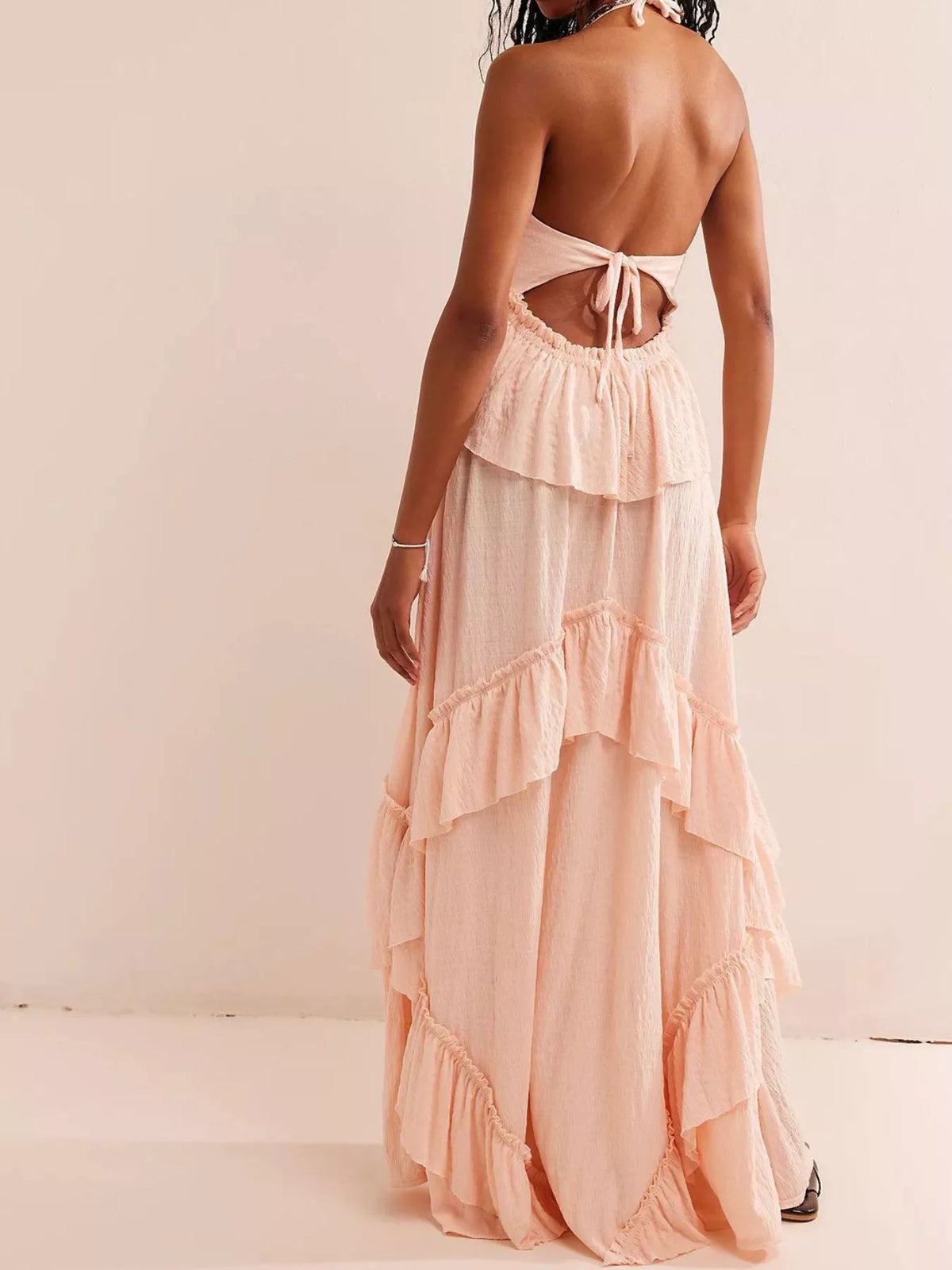 Ruffled Halter Neck Tie Maxi Dress – photo 18