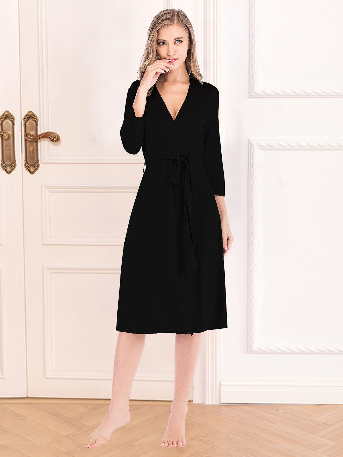 Plunge Tie Front Night Dress — Livostyle