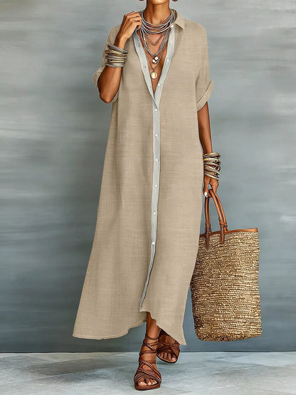Casual Linen Shirt Dress with Button-Down Front – photo 2