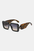 Polycarbonate Frame Square Sunglasses in Animal Print Black — Livostyle