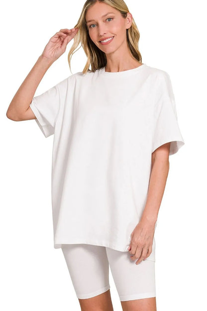 Cotton Round Neck Top & Biker Shorts — Livostyle