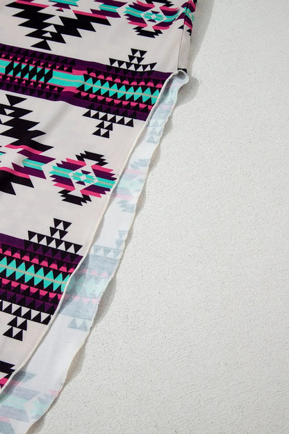 Aztec Print V-Neck Midi Dress with Split Hem – photo 11