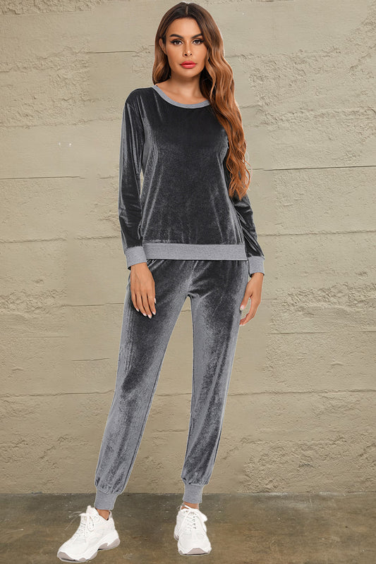 Round Neck Long Sleeve Loungewear Set with Pockets — Livostyle