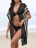 Open Front Contrast Openwork Cover-Up — Livostyle