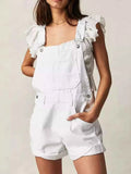 Wide Strap Square Neck Denim Overalls — Livostyle
