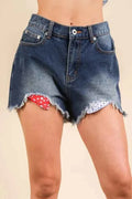 Raw Hem Pocketed Contrast Washed Denim Shorts — Livostyle