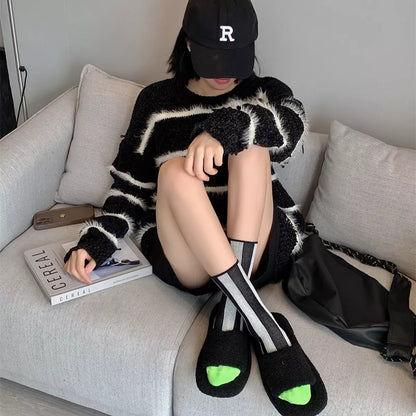 Contrast Striped Crew Socks — Livostyle