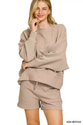 Ribbed Round Neck Pullover and Shorts Set — Livostyle