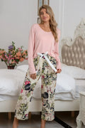 Round Neck Top and Printed Pants Lounge Set — Livostyle