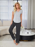 V-Neck Short Sleeve Top and Pants Lounge Set in Black — Livostyle