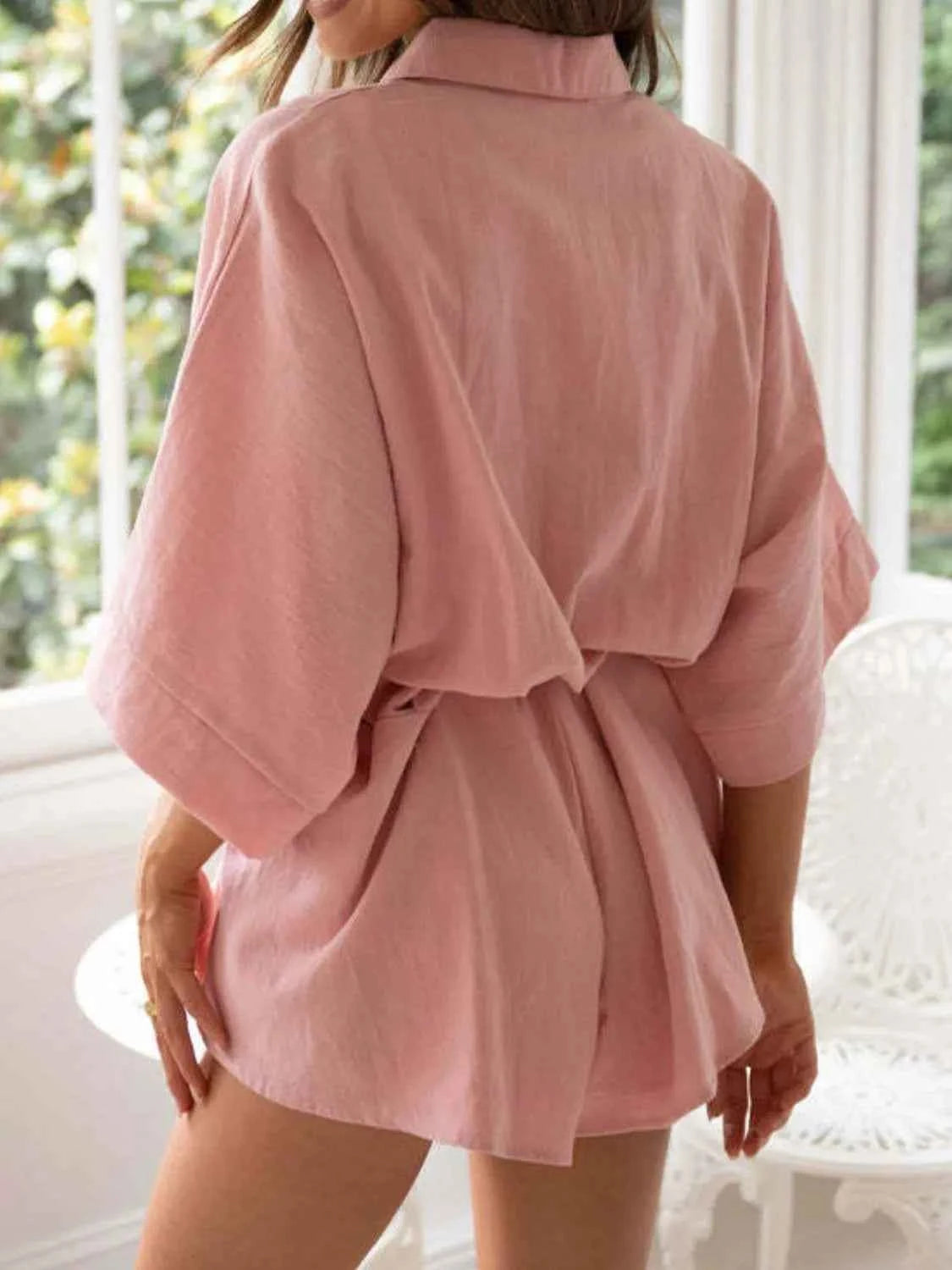 Collared Neck Half Sleeve Romper