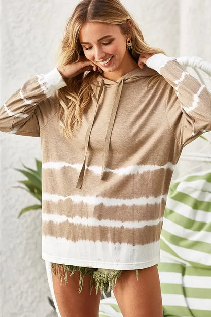 Trendy Tie-Dye Hoodie with Drawstring and French Terry Fabric — Livostyle