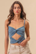 Chic Twist Front Cami Top with Stretchy Rayon-Span Blend — Livostyle