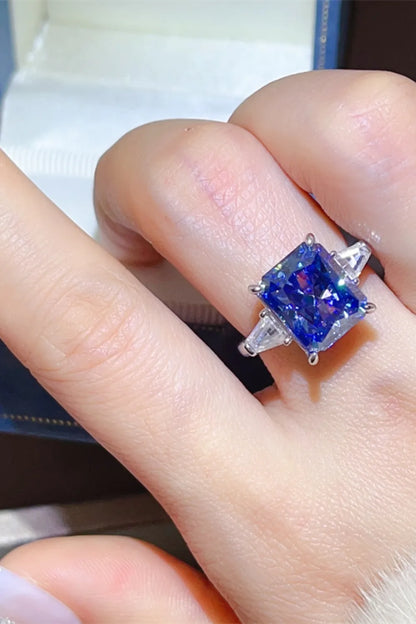 5 Carat Moissanite 925 Sterling Silver Ring — Blue Cocktail — Livostyle