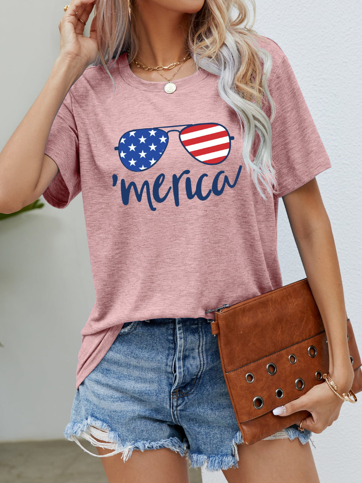 US Flag Glasses Graphic Tee styling — Livostyle