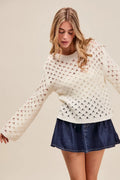Geometric Pattern Open Knit Lightweight Sweater — Livostyle