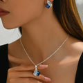 Stainless Steel Crystal Geometric Earrings and Necklace Jewelry Set — Livostyle