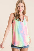 Stylish Tie-Dye Camisole with Caged Neck — Livostyle