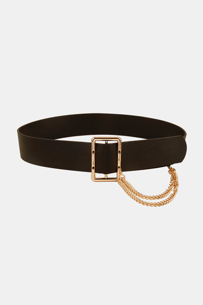 PU Leather Wide Belt with Chain — Livostyle