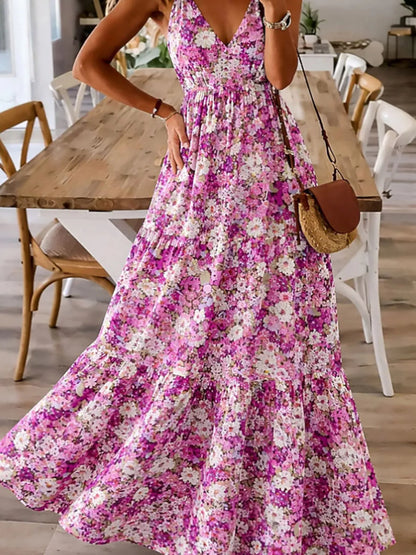 Floral Tiered Ruched Maxi Dress with Spaghetti Straps – photo 9