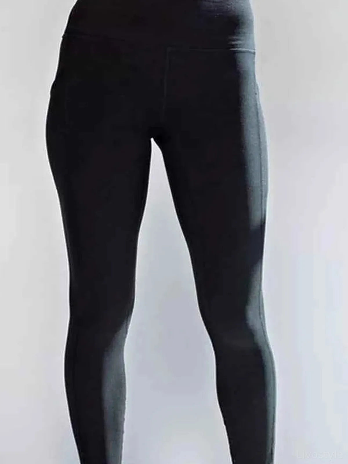 High Waist Wide Waistband Leggings — detail view — Livostyle