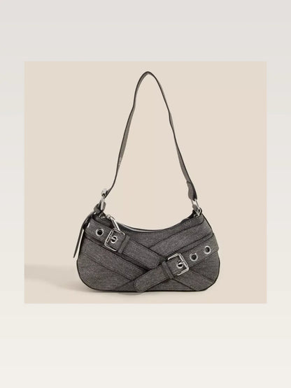 Denim Belt Accent Shoulder Bag — styled showcase — Livostyle