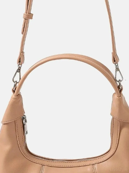 Faux Leather Round Multi Panel Hand Bag — detail view — Livostyle