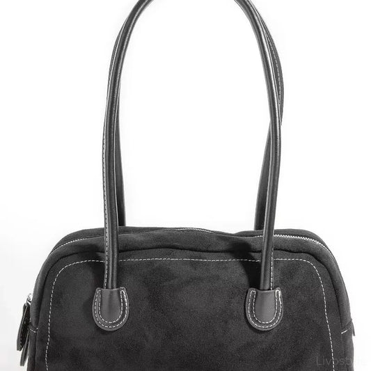 Faux Suede Baguette Hand Bag — square view — Livostyle