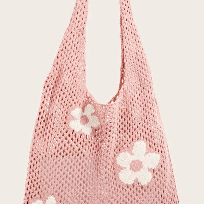 Flower Knitted Shoulder Bag — square view — Livostyle