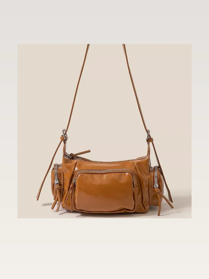 Glossy Faux Leather Multi Pocket Hand Bag — styled showcase — Livostyle