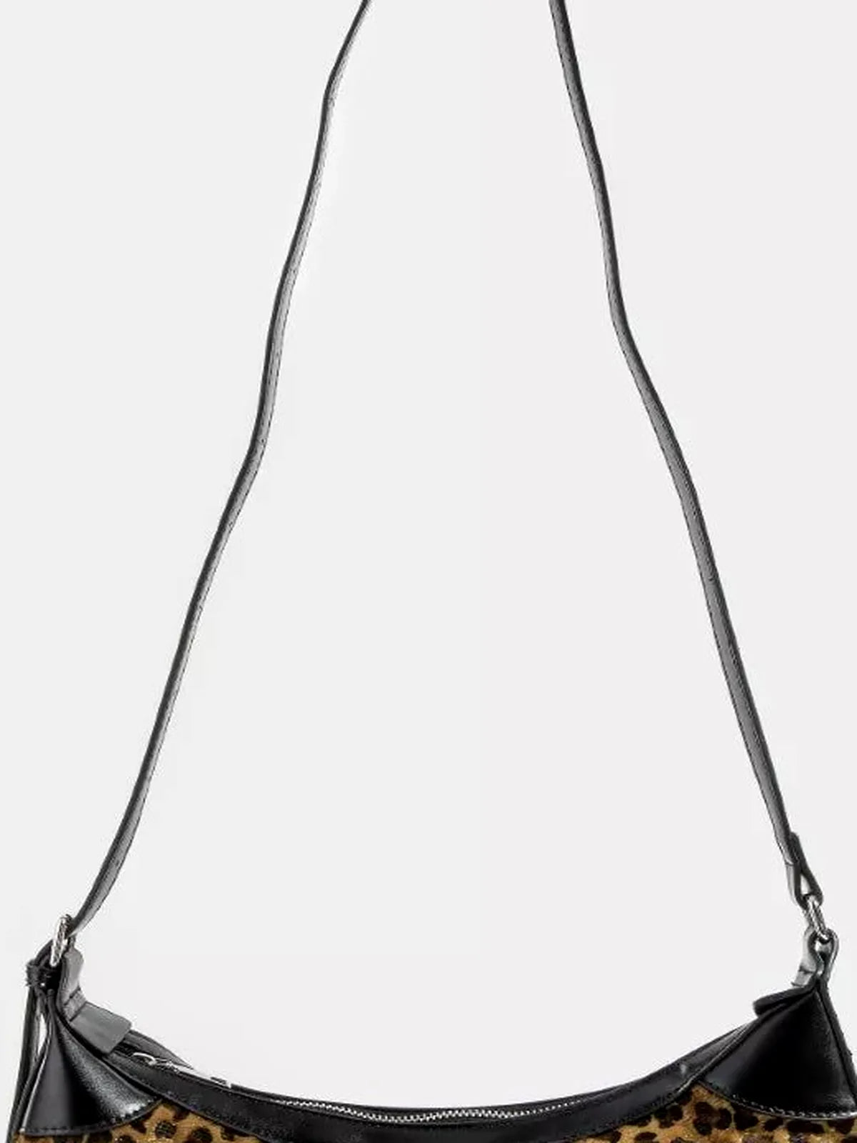 Leopard Print Half Moon Shoulder Bag in Black — detail view — Livostyle