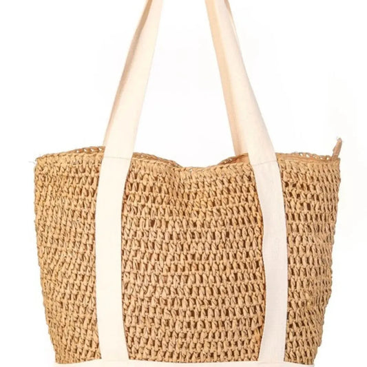 Straw Braided Hat Carrier Tote Bag — square view — Livostyle