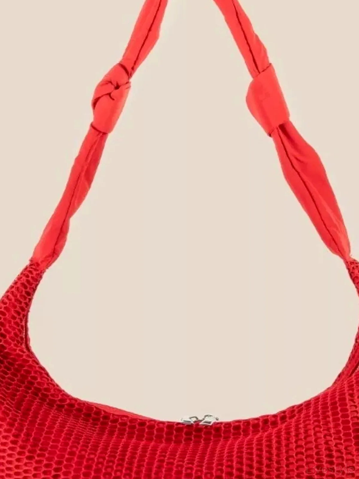 Textured Mesh Knot Shoulder Bag — detail view — Livostyle