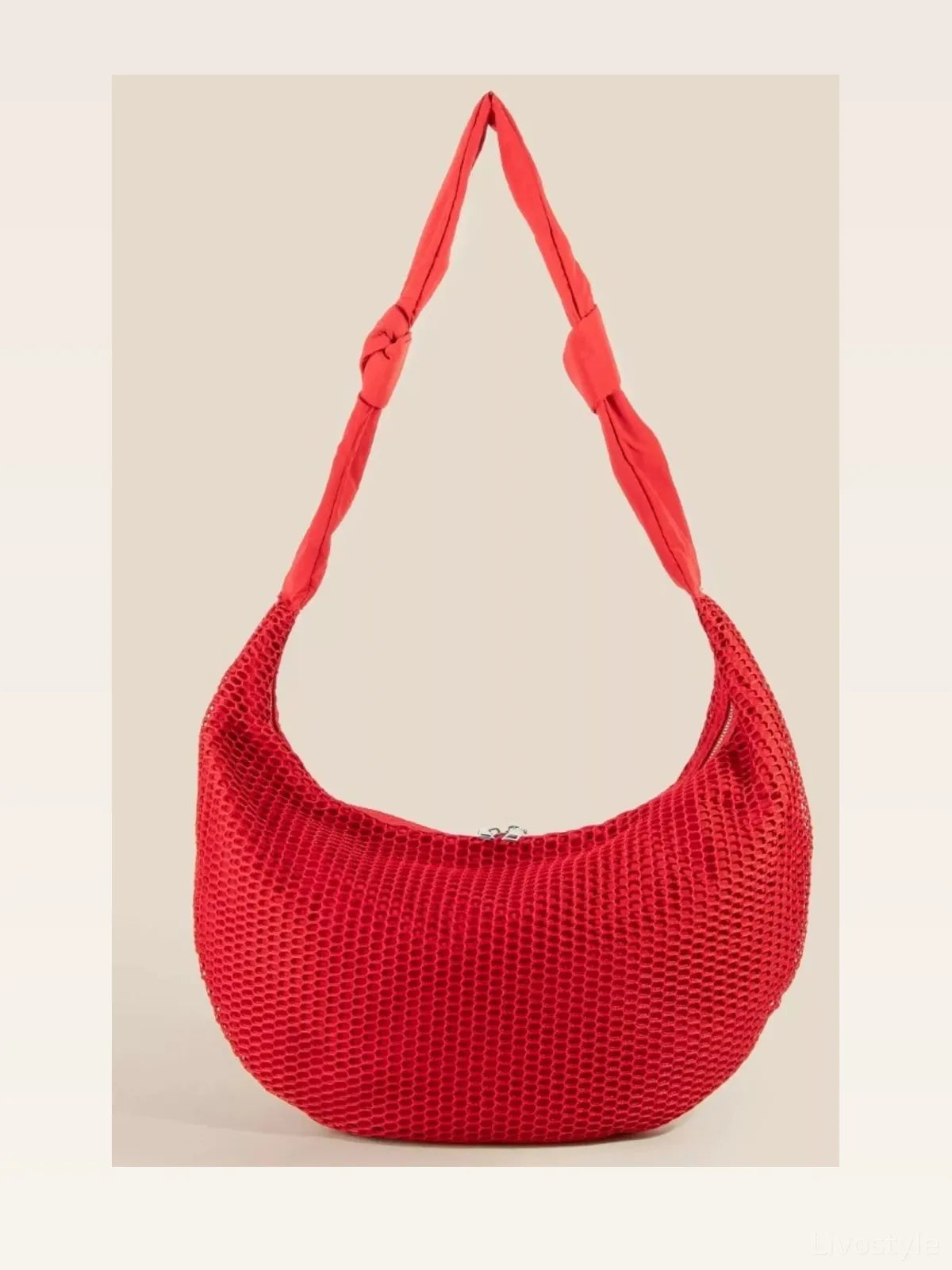Textured Mesh Knot Shoulder Bag — styled showcase — Livostyle