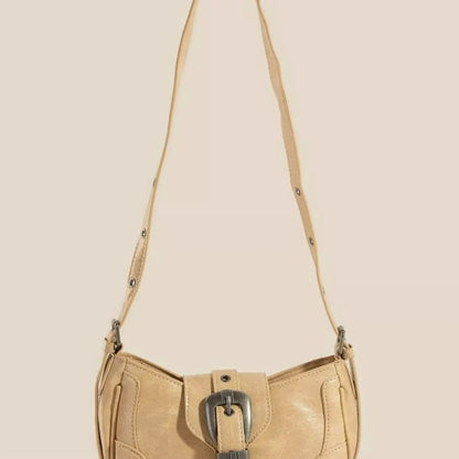 Western Buckle Accent Multi Panel Shoulder Bag — square view — Livostyle
