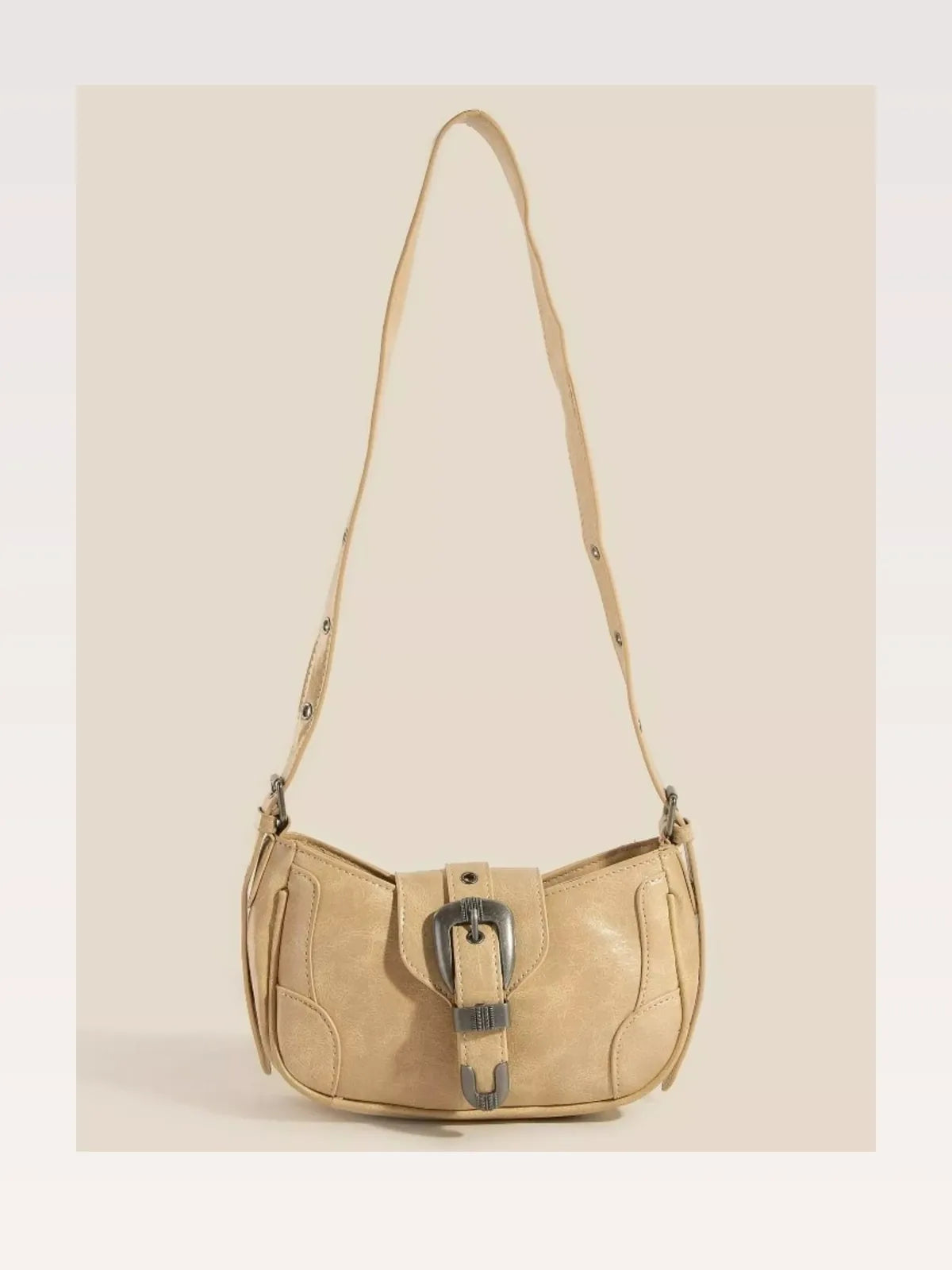 Western Buckle Accent Multi Panel Shoulder Bag — styled showcase — Livostyle