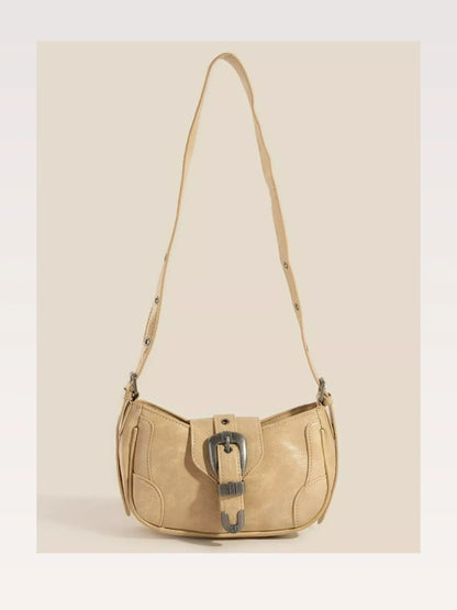 Western Buckle Accent Multi Panel Shoulder Bag — styled showcase — Livostyle