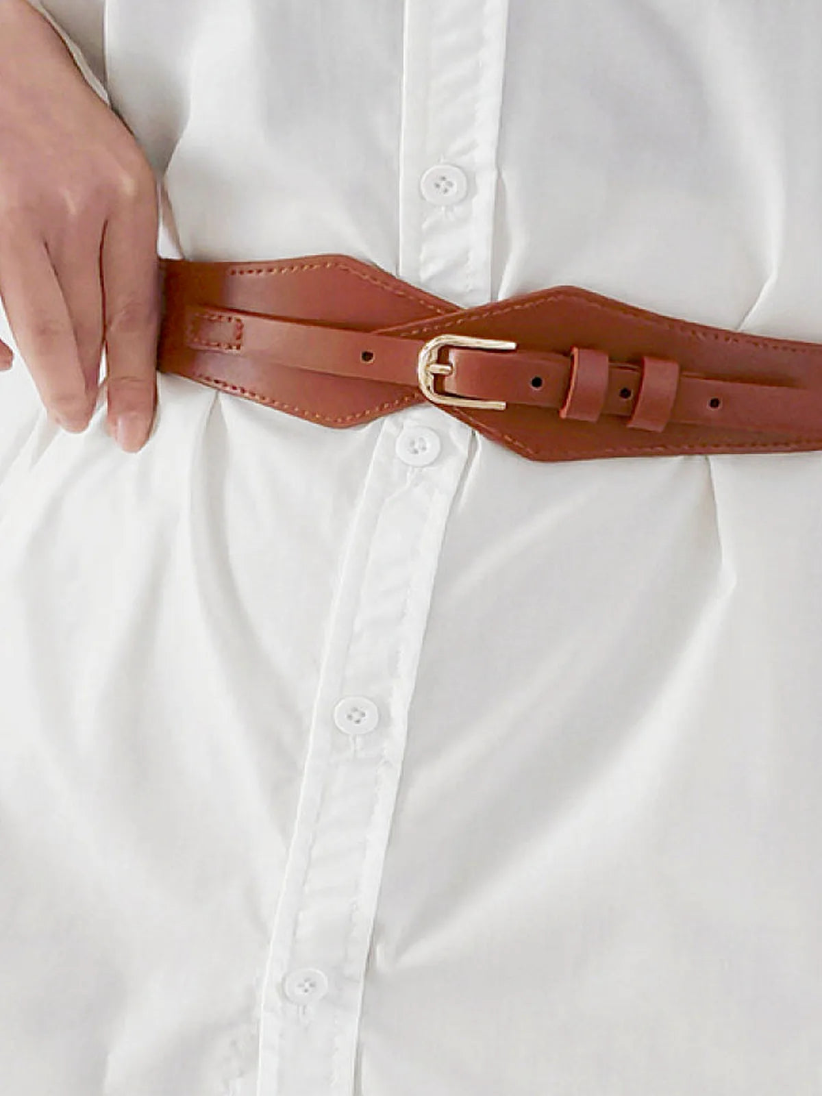 Fashion Geometric Elastic Belt — detail view — Livostyle