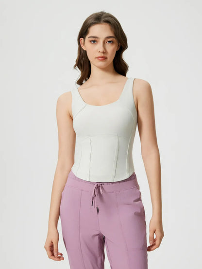 Round Neck Wide Strap Active Tank with Detachable Chest Pads — Livostyle