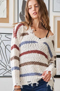 Chic Striped Sweater with Unique Frayed Edges — Livostyle