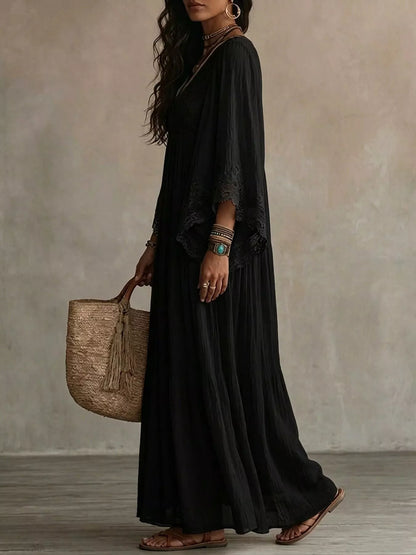 Lace Trim Tiered V-Neck Maxi Dress – photo 8