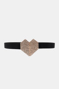 Rhinestone Heart Buckle Elastic Belt — Livostyle