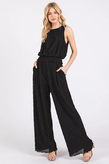 Textured Stretchy Crop Tank and Pants Set — Livostyle